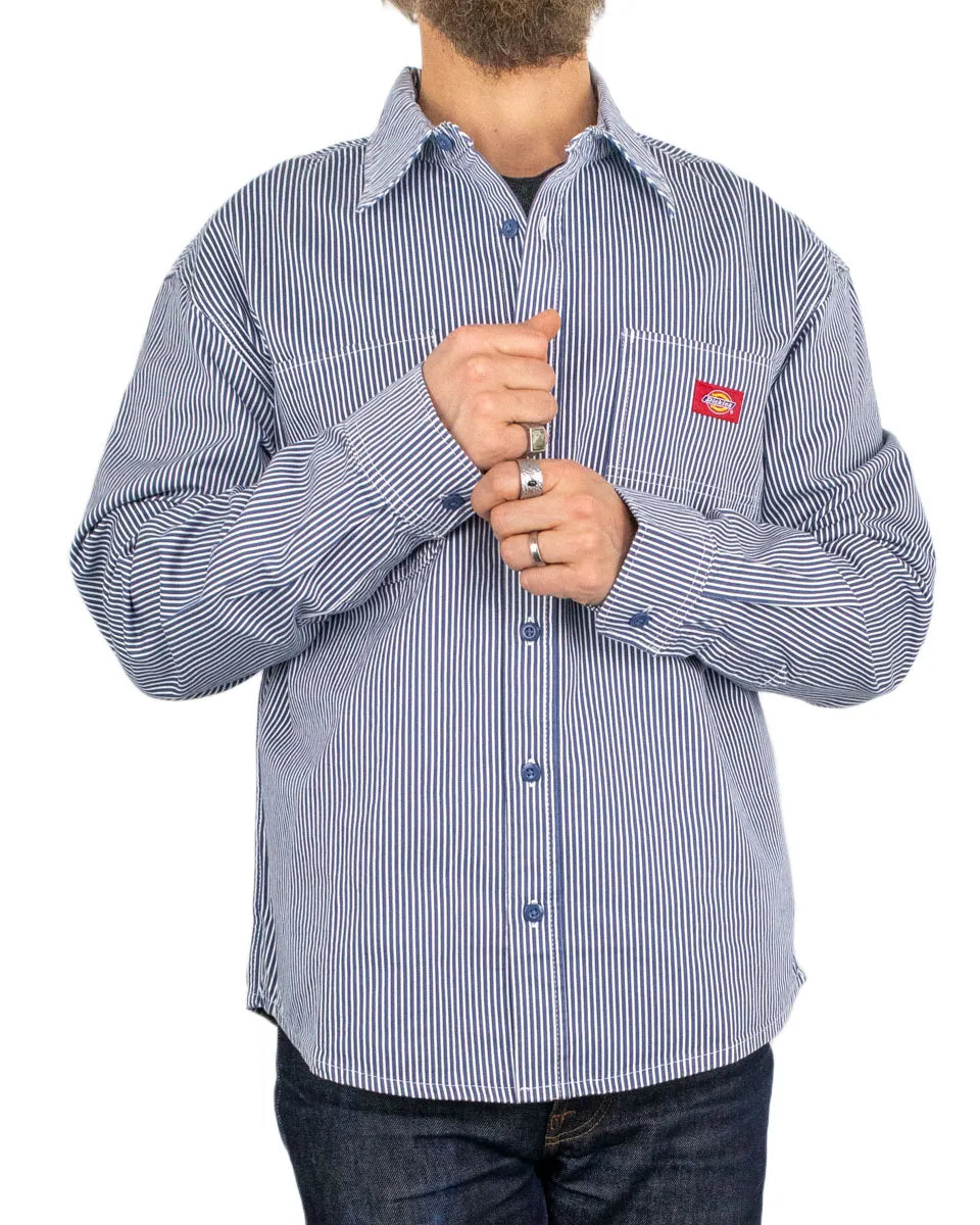 Dickies - Skjorta Randig - Hickory Work - Indigo Blå