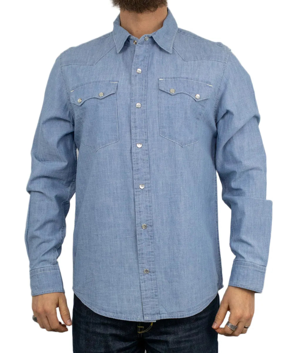 Iron & Resin - Chambray Skjorta - Glider - Blå
