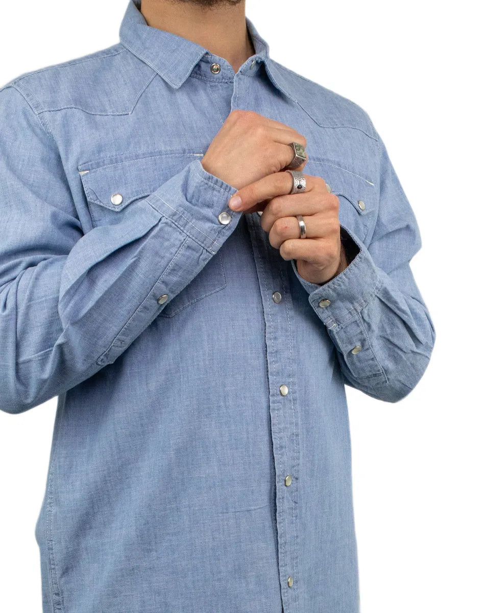 Iron & Resin - Chambray Skjorta - Glider - Blå