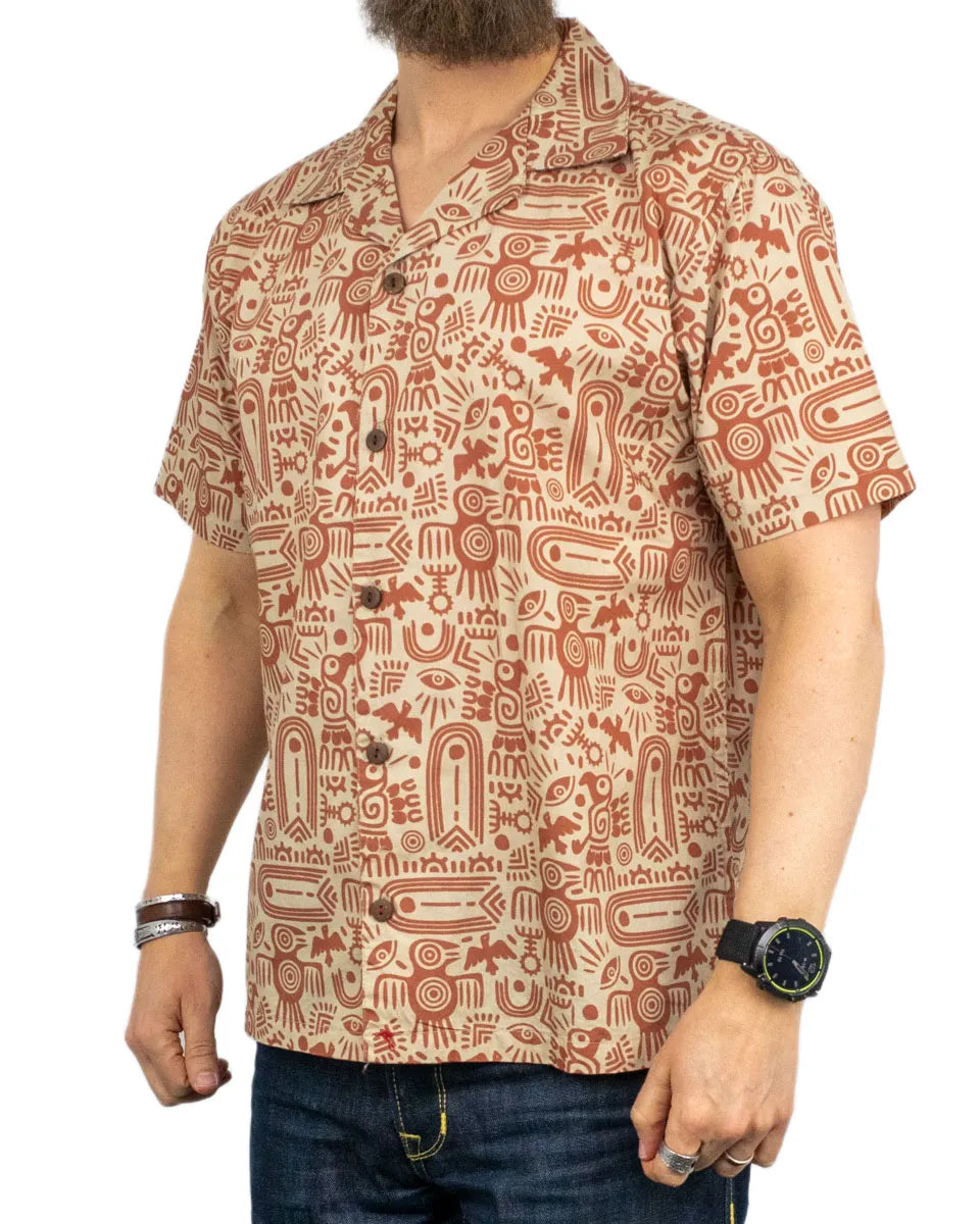 Iron & Resin - Kortärmad Skjorta - Aztec - Beige