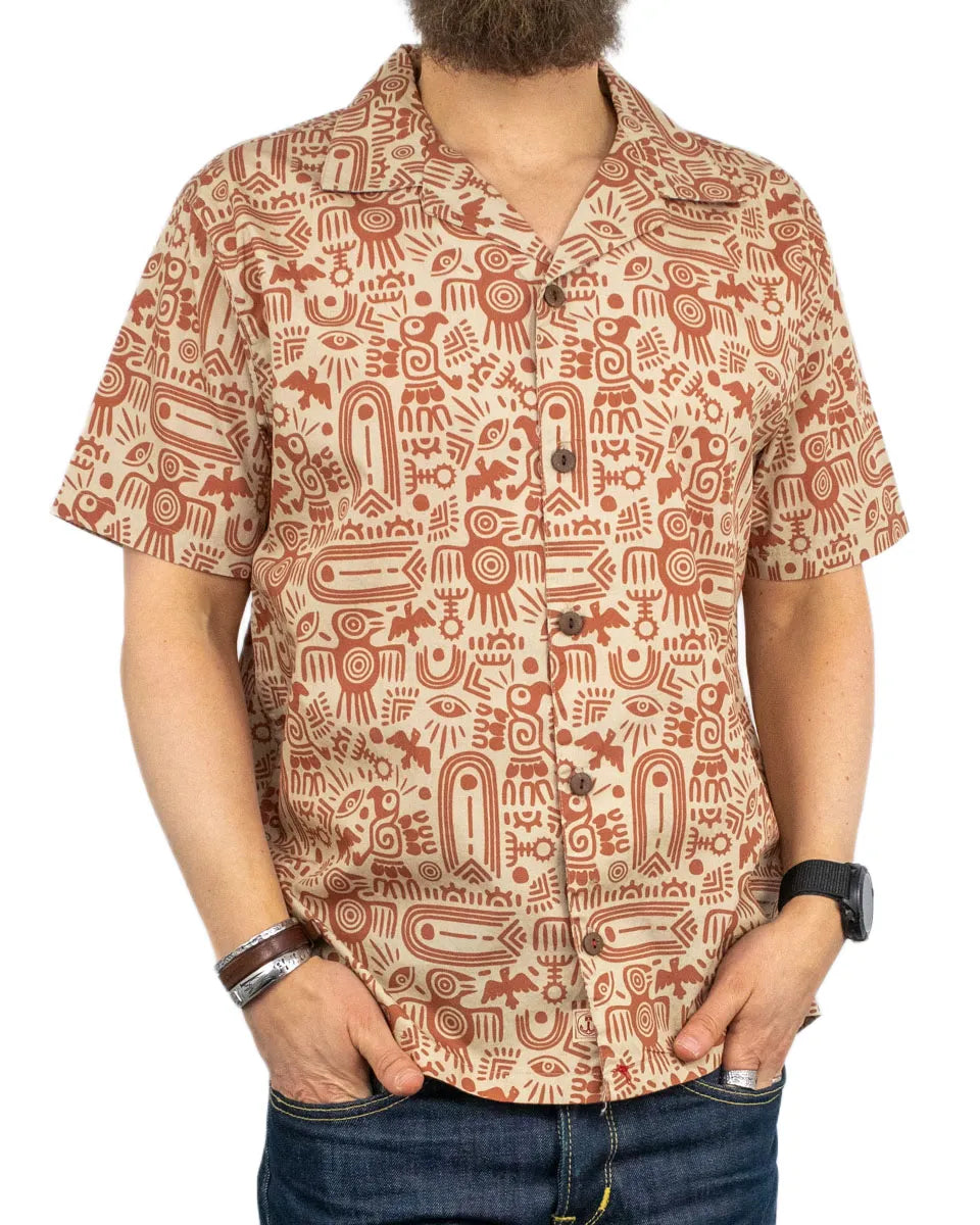 Iron & Resin - Kortärmad Skjorta - Aztec - Beige