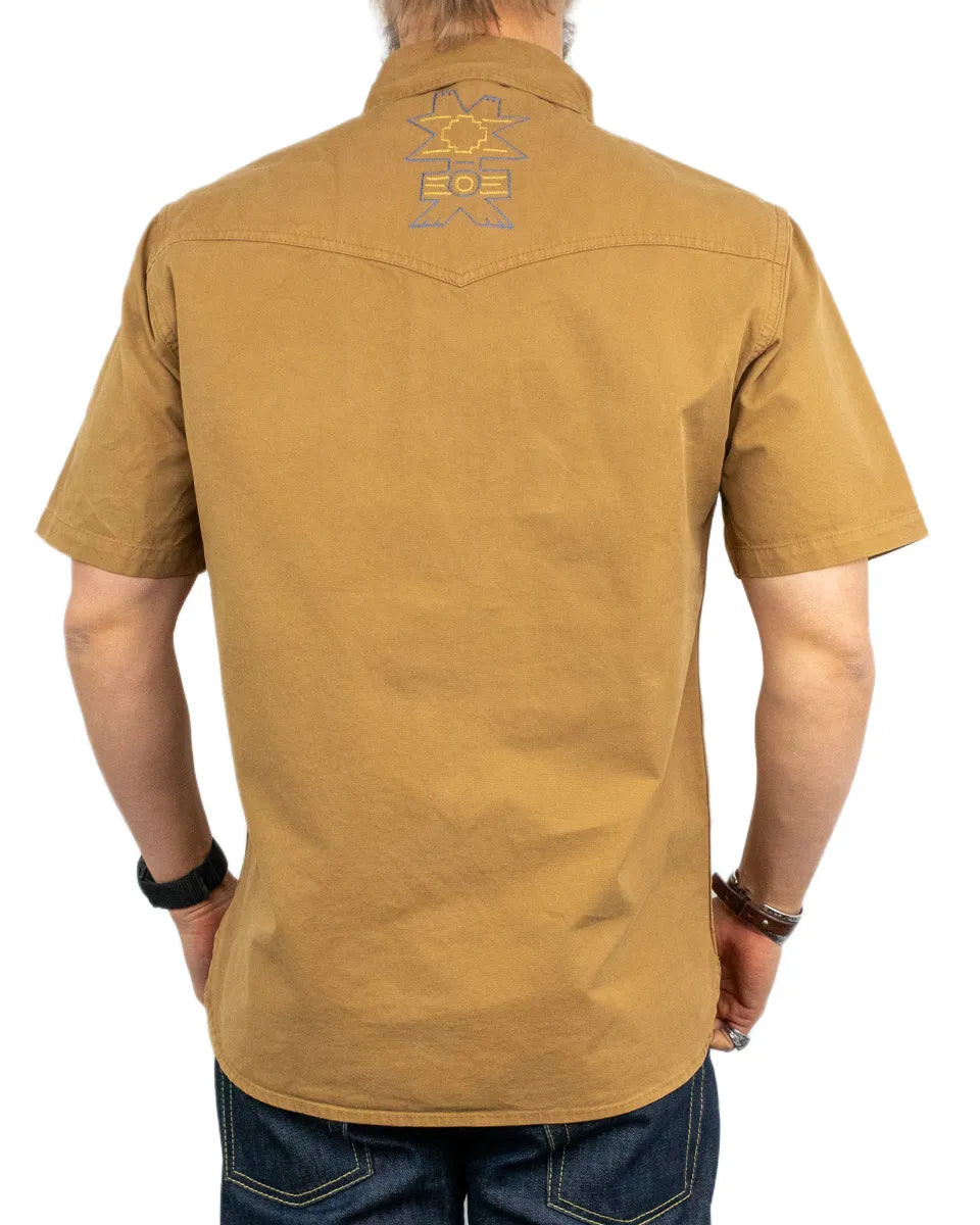 Iron & Resin - Kortärmad Skjorta med Brodyr - Sapa - Beige