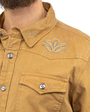 Iron & Resin - Kortärmad Skjorta med Brodyr - Sapa - Beige