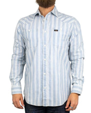 Wrangler - Chambray Skjorta - Randig - Ljusblå