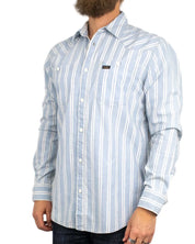 Wrangler - Chambray Skjorta - Randig - Ljusblå