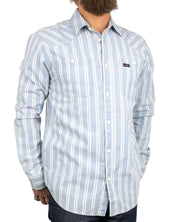 Wrangler - Chambray Skjorta - Randig - Ljusblå