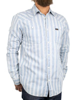Wrangler - Chambray Skjorta - Randig - Ljusblå