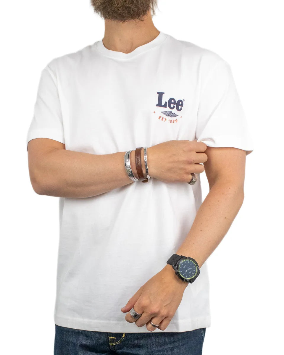 Lee - T-Shirt - Regular Stamp - Vit