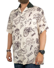 Deus Ex Machina - Kortärmad Skjorta - Doodle Shirt - Benvit