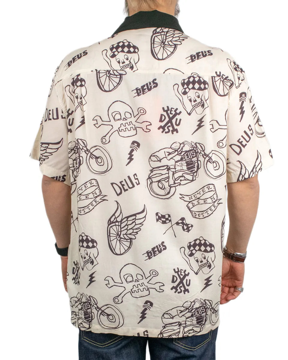 Deus Ex Machina - Kortärmad Skjorta - Doodle Shirt - Benvit