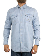 Wrangler - Western jeansskjorta - Tvättad Blå - Riverbank