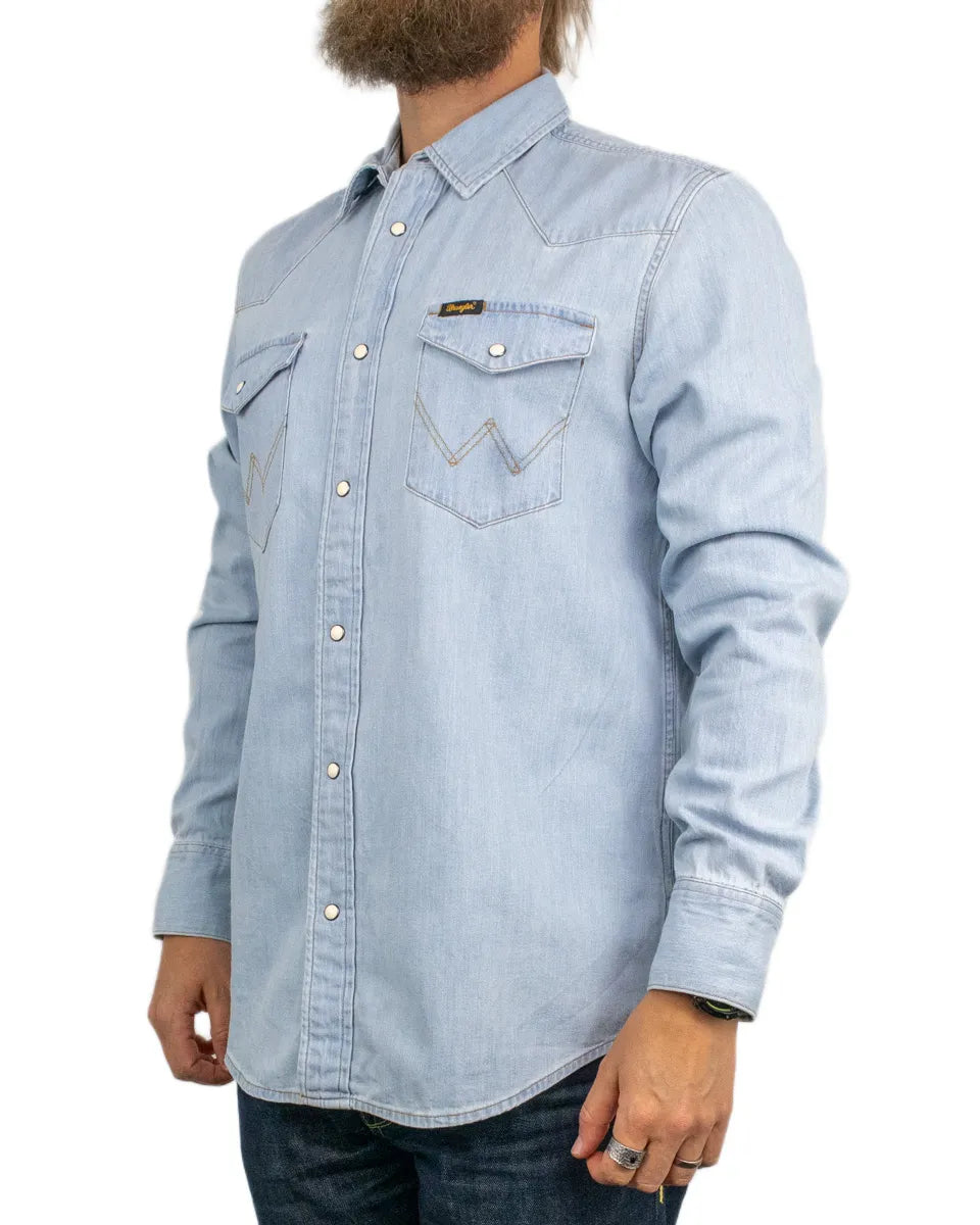Wrangler - Western jeansskjorta - Tvättad Blå - Riverbank