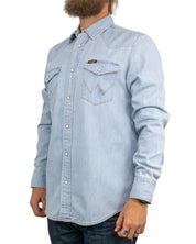 Wrangler - Western jeansskjorta - Tvättad Blå - Riverbank