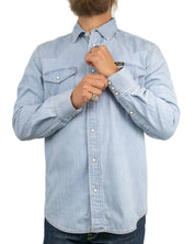 Wrangler - Western jeansskjorta - Tvättad Blå - Riverbank