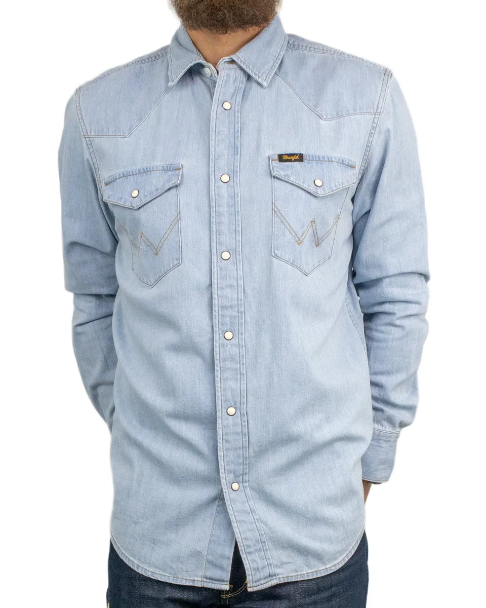 Wrangler - Western jeansskjorta - Tvättad Blå - Riverbank