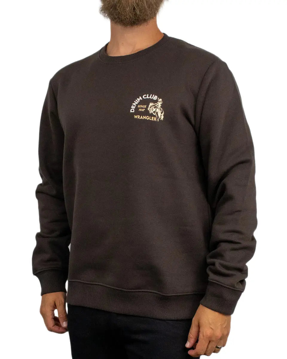 Wrangler - Sweatshirt - Small Graphic Crew Chocolate Torte - Brun