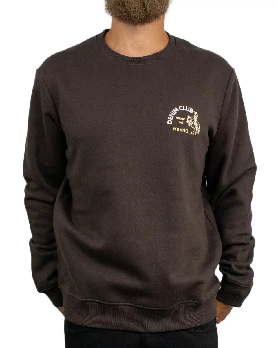 Wrangler - Sweatshirt - Small Graphic Crew Chocolate Torte - Brun