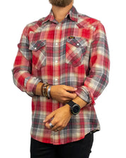 Wrangler Western Shirt Chili Pepper, närbild på bröstficka och tryckknappar