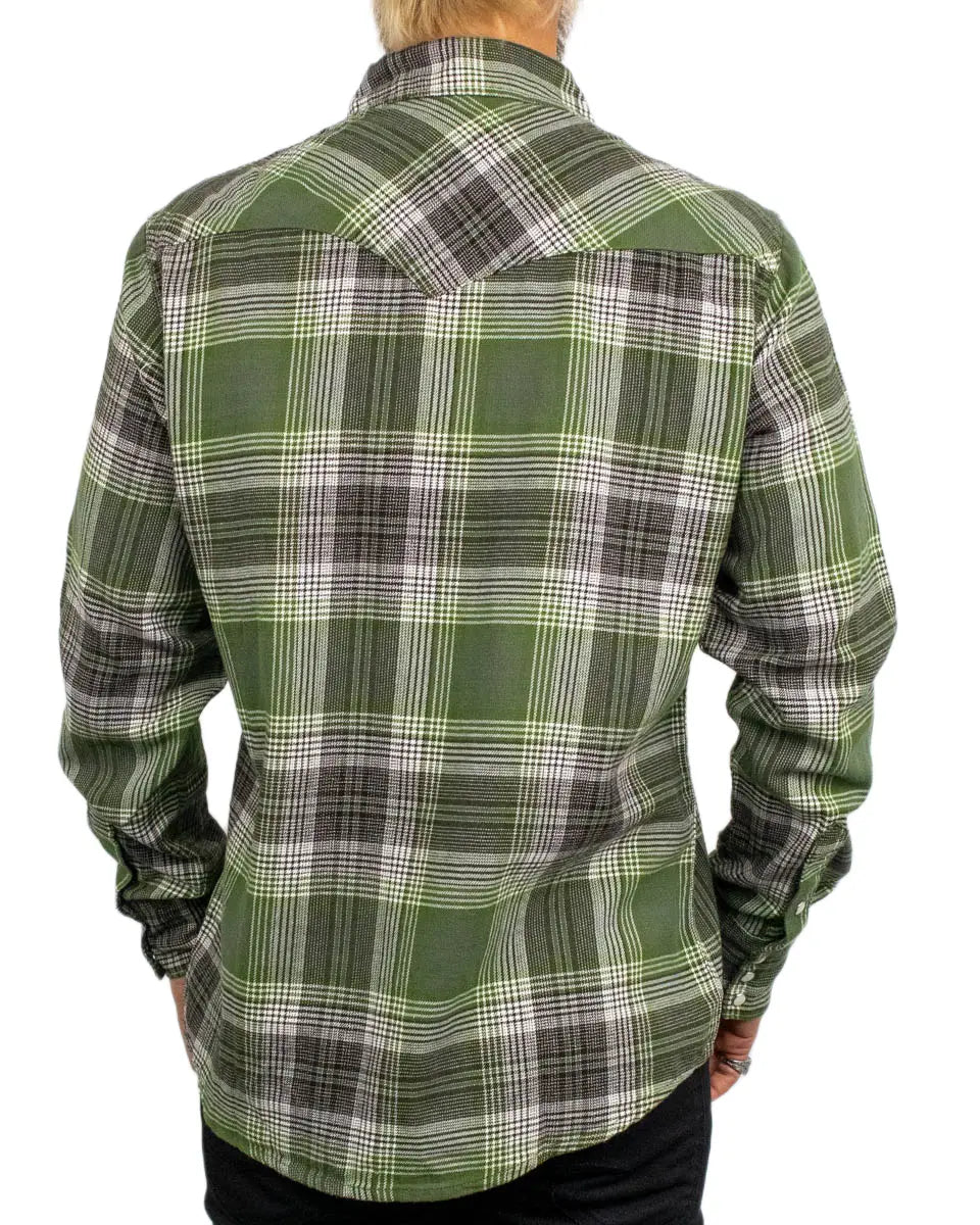 Wrangler Western Shirt Pesto i grönt rutmönster, baksida