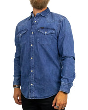 Lee Western Shirt Brookside jeansskjorta i blå, snett framifrån