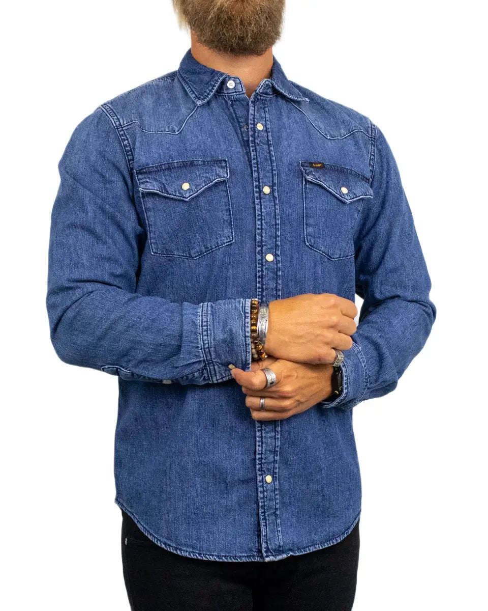Lee Western Shirt Brookside, närbild på bröstficka och tryckknappar