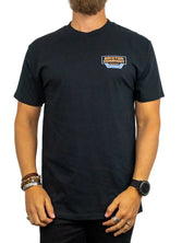 Brixton Reeves T-Shirt i svart, framsida med sköldlogga på bröstet