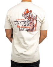 Brixton Kinsey T-Shirt i krämvit, baksida med tecknat rodeomotiv