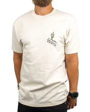 Brixton Keslo T-Shirt i krämvit, närbild på brösttrycket