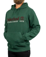 Timberland Established 1973 hoodie i mörkgrön, snett framifrån