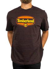 Timberland Heritage Seal T-shirt i brun, närbild på brösttrycket