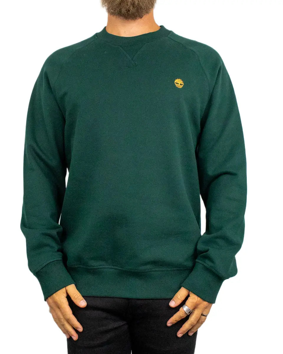 Timberland Exeter River sweatshirt i mörkgrön, framsida med trädlogga