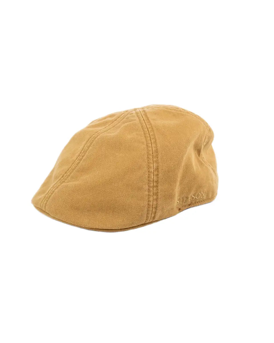 Stetson Texas Cotton flat cap i brunt, snett framifrån