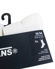 Vans Classic Crew strumpor i vitt, 6-pack, närbild på förpackningens etikett