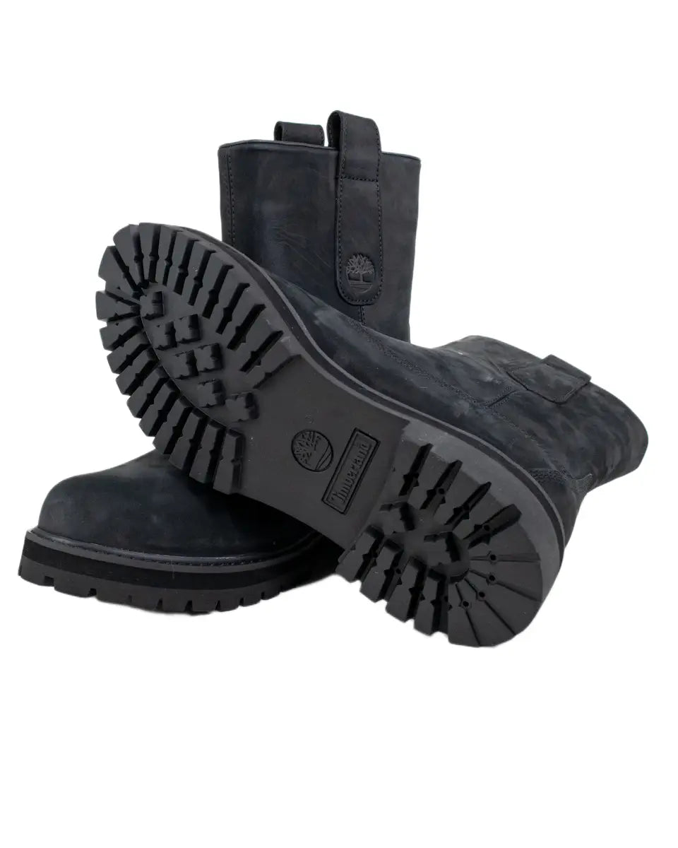 Timberland Heritage Mid Pull On känga i svart, paret med sulan synlig