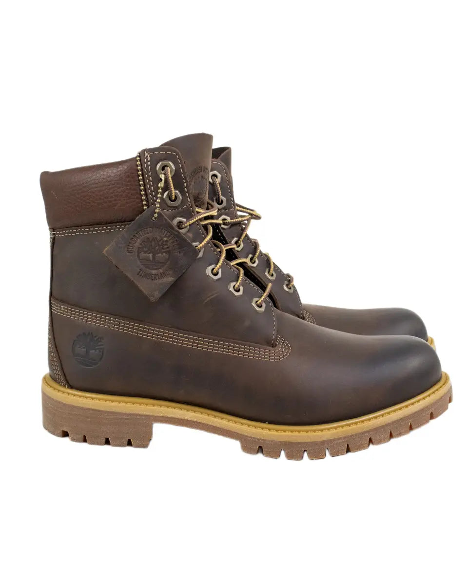 Timberland Premium 6-Inch känga i brunt läder, från sidan