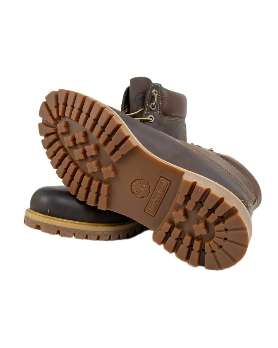 Timberland Premium 6-Inch känga i brunt läder, sulans mönster