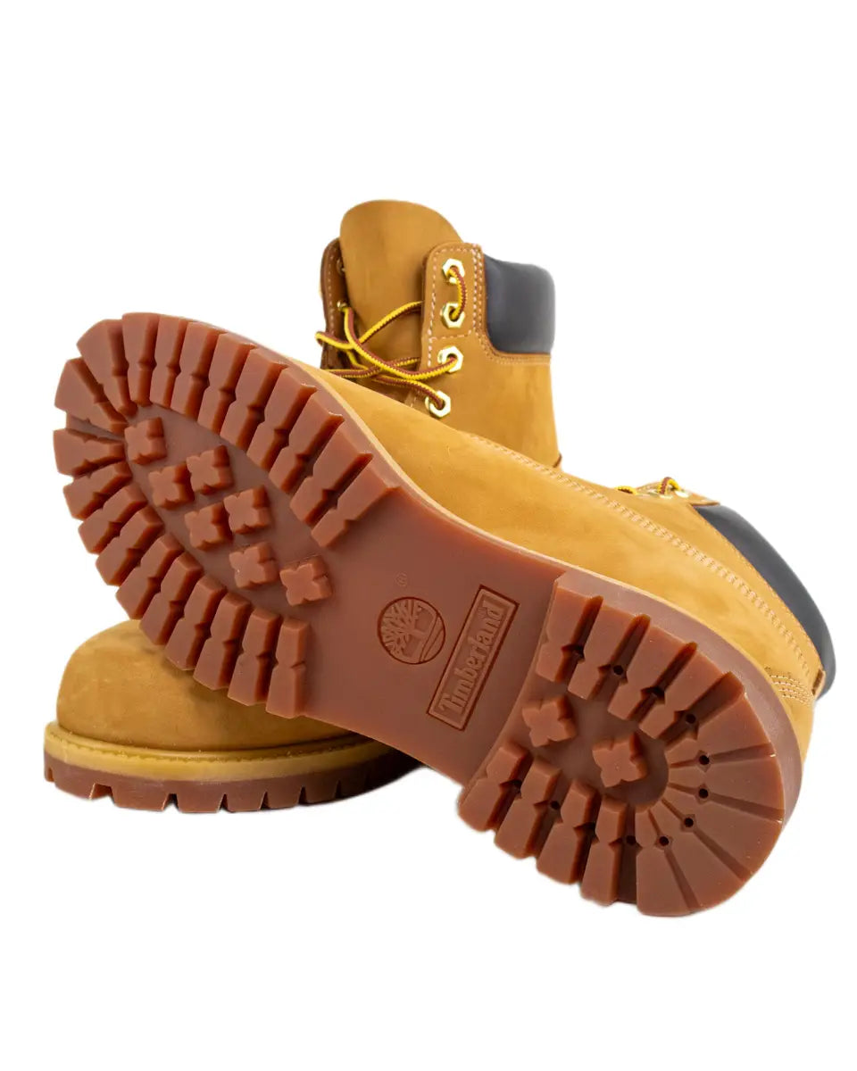 Timberland Premium 6-Inch känga i vetefärgad nubuck, sulans mönster