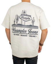 Wrangler Vintage Tee i beige, ryggtryck med ökenskylt och kaktusar