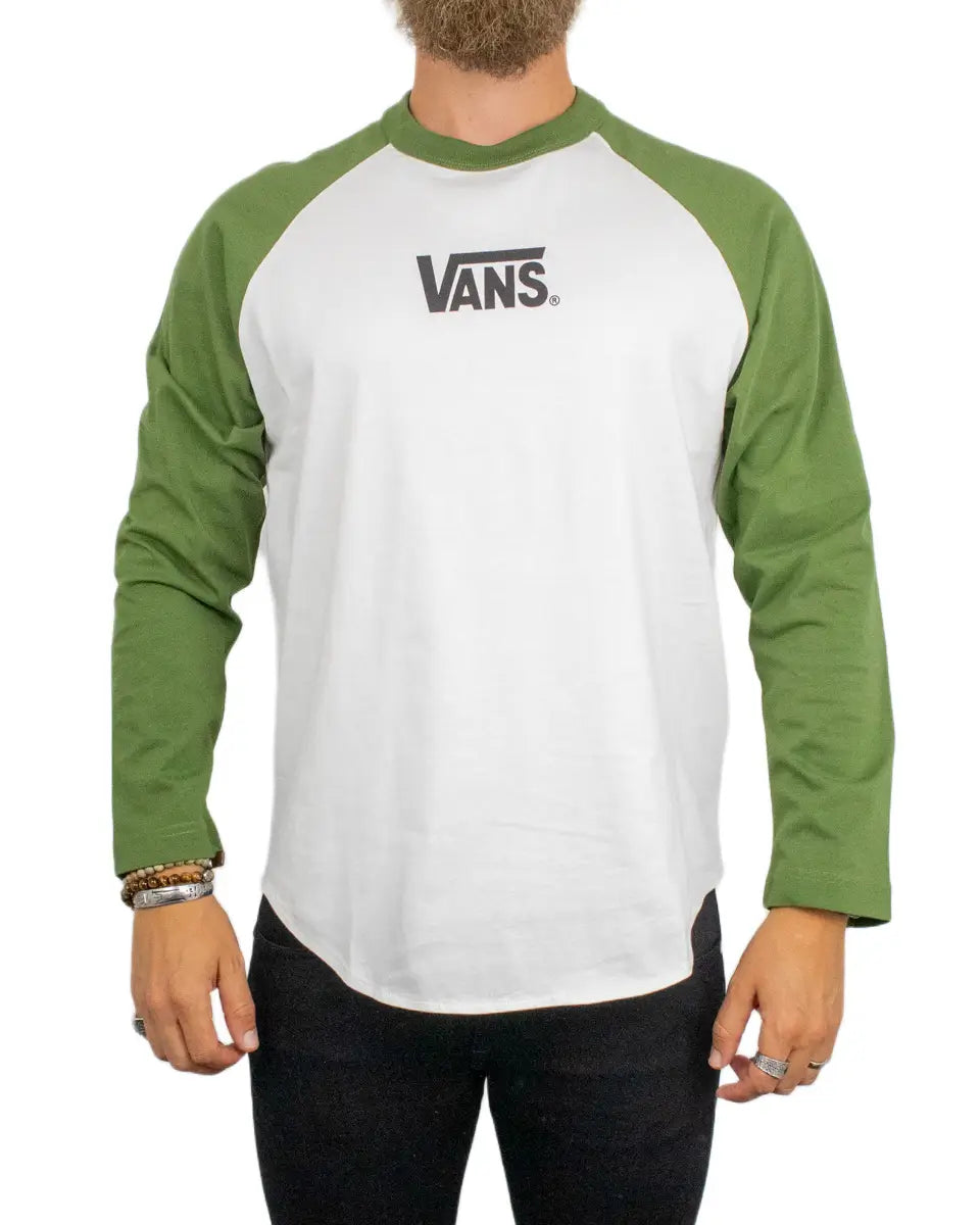 Vans Core Raglan långärmad t-shirt, framsida med svart Vans-logga