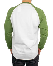 Vans Core Raglan långärmad t-shirt, baksida med gröna raglanärmar