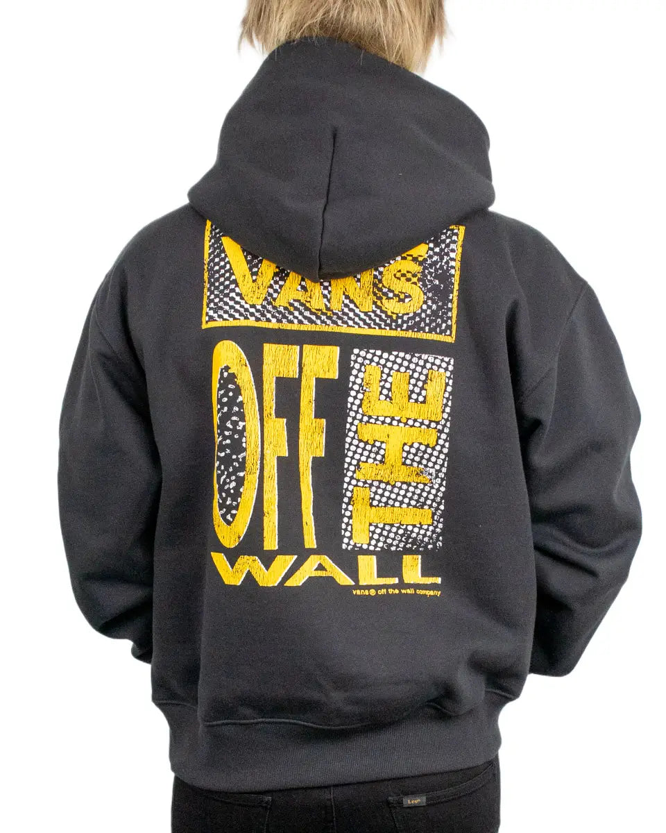 Vans Cut and Paste hoodie i svart, ryggtryck i gult med Off The Wall-collage