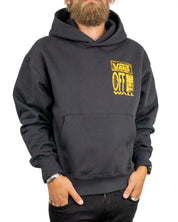 Vans Cut and Paste hoodie i svart, framsida med gult collagetryck på bröstet