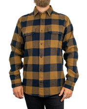 Fjällräven Övik Heavy Flannel flanellskjorta i brun buffaloruta, framsida