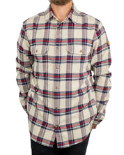 Fjällräven Övik Heavy Flannel flanellskjorta i benvit ruta, framsida