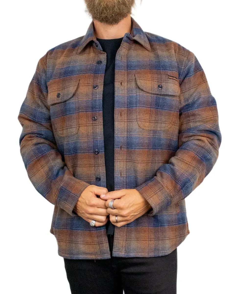 Nudie Glenn Padded Check overshirt, framsida med två bröstfickor