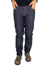 Nudie Gritty Jackson Blue Dry Two jeans i rå indigo, framsida