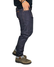 Nudie Gritty Jackson Blue Dry Two jeans, sida med uppvikt benslut