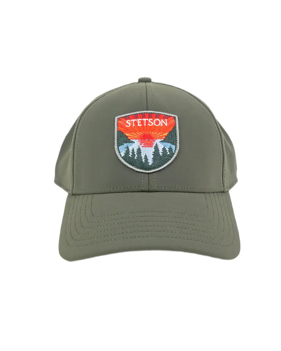 Stetson Sunset baseballkeps i oliv, front med broderat sköldmärke