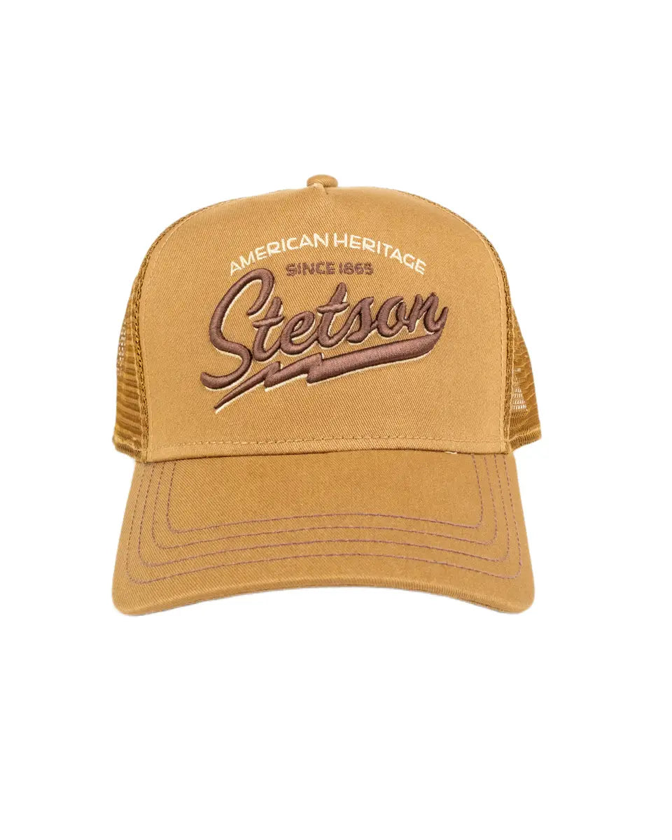 Stetson American Heritage Classic truckerkeps i brunt, front med broderad logga