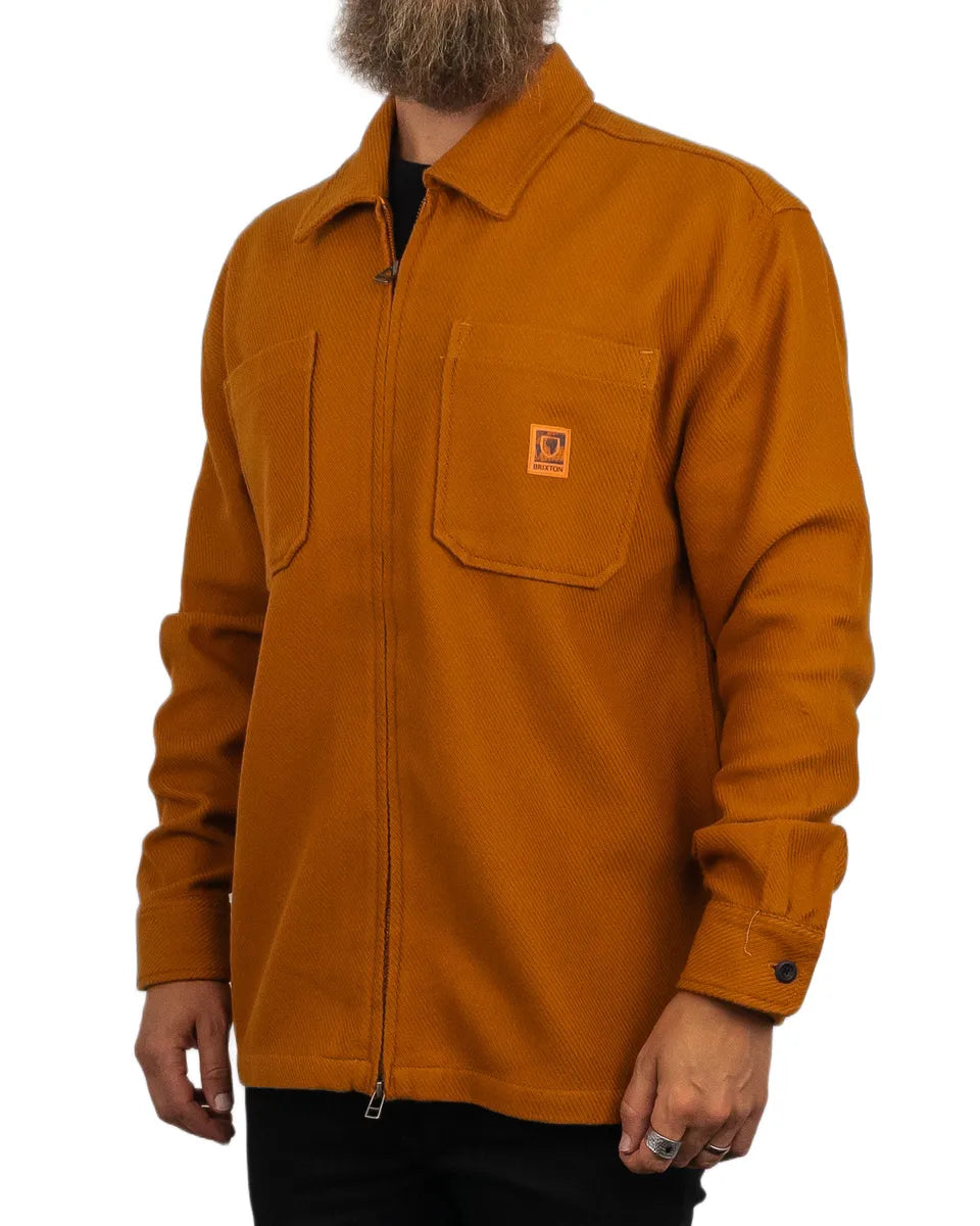 Brixton - Flanellskjorta med Dragkedja - Union Zip - Brun